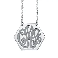 Personalized Monogram Initials Hexagon Pendant Necklace
