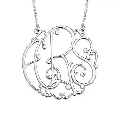 Personalized 30mm Ivy Monogram Initials Pendant Necklace