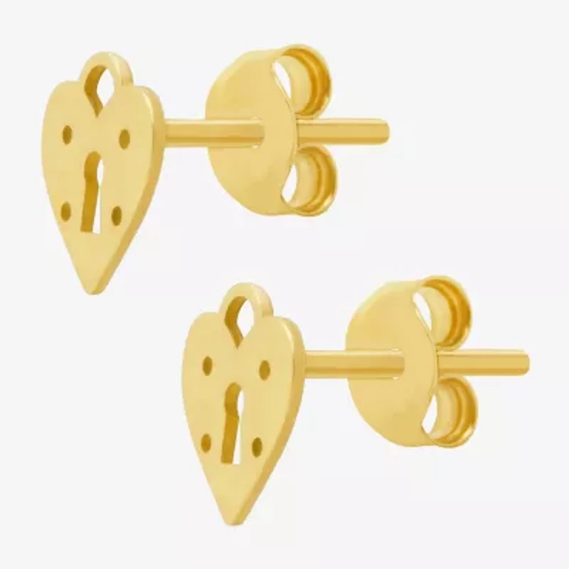 14K Gold 12.7mm Heart Stud Earrings