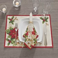 Elrene Home Fashions Red & White Poinsettia Set 4-pc. Napkins