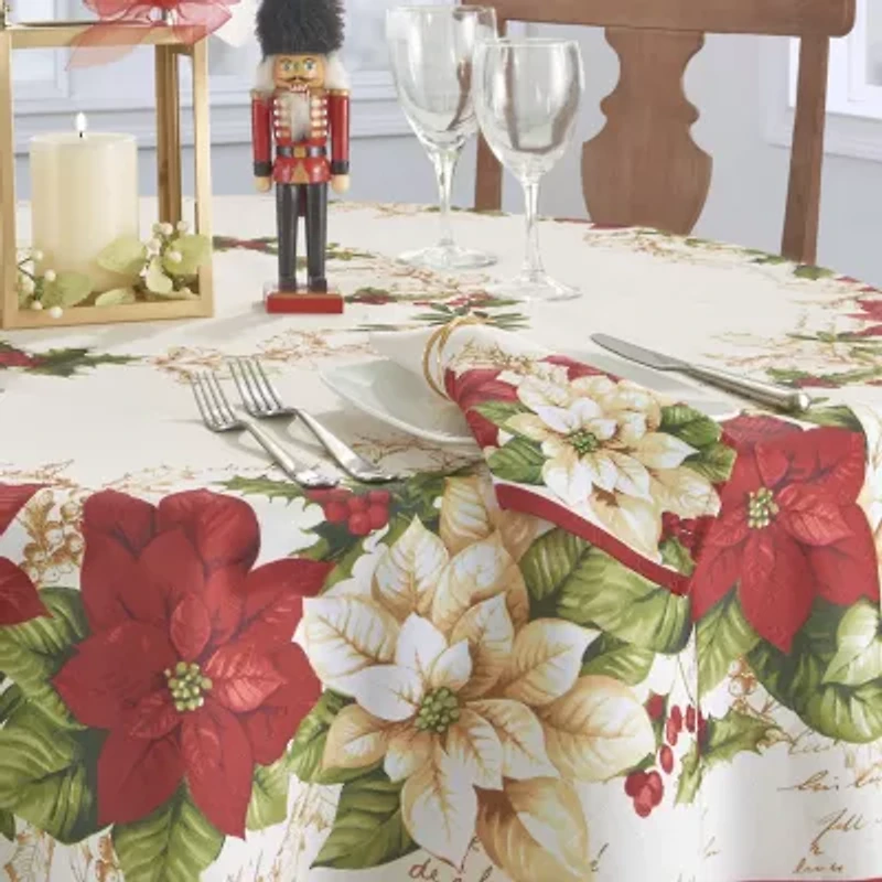 Elrene Home Fashions Red & White Poinsettia Set 4-pc. Napkins