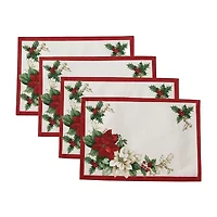 Elrene Home Fashions Red & White Poinsettia Set 4-pc. Placemat