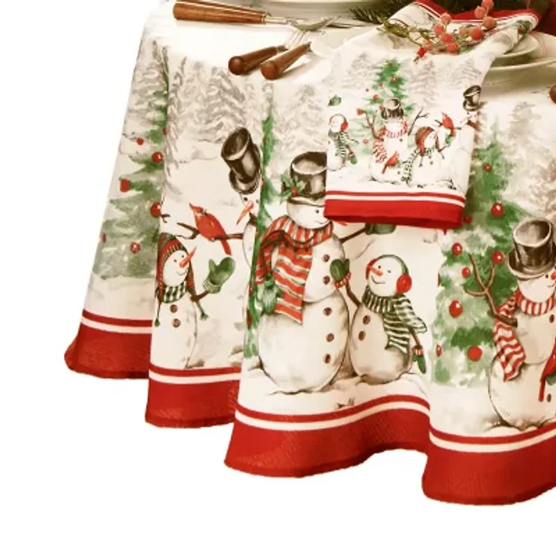 Elrene Home Fashions Snowman Winterland Tablecloth - Round/Oval