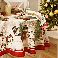 Elrene Home Fashions Snowman Winterland Tablecloth - Round/Oval