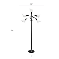 All the Rages Simple Designs 5 Light Adjustable Gooseneck Floor Lamp