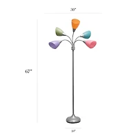 All the Rages Simple Designs Silver 5 Light Adjustable Gooseneck Floor Lamp