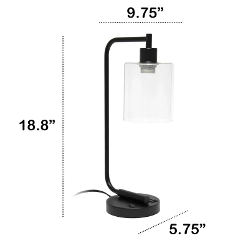All the Rages Lalia Home Usb Port With Modern Glass Shade Desk Lamp