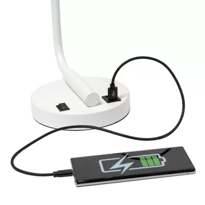 All the Rages Lalia Home Usb Port With Modern Glass Shade Desk Lamp