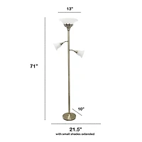 All the Rages Lalia Home Scalloped Glass Shades With 2 Reading Lights Torchiere Floor Lamp