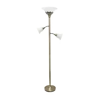 All the Rages Lalia Home Scalloped Glass Shades With 2 Reading Lights Torchiere Floor Lamp