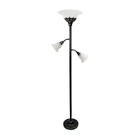 All the Rages Lalia Home Scalloped Glass Shades With 2 Reading Lights Torchiere Floor Lamp