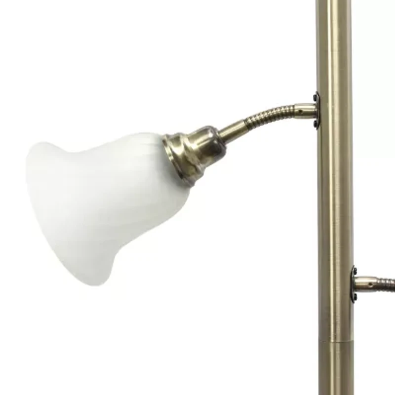 All the Rages Lalia Home Scalloped Glass Shades With 2 Reading Lights Torchiere Floor Lamp