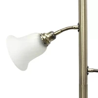All the Rages Lalia Home Scalloped Glass Shades With 2 Reading Lights Torchiere Floor Lamp