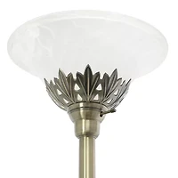 All the Rages Lalia Home Scalloped Glass Shades With 2 Reading Lights Torchiere Floor Lamp
