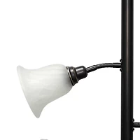 All the Rages Lalia Home Scalloped Glass Shades With 2 Reading Lights Torchiere Floor Lamp