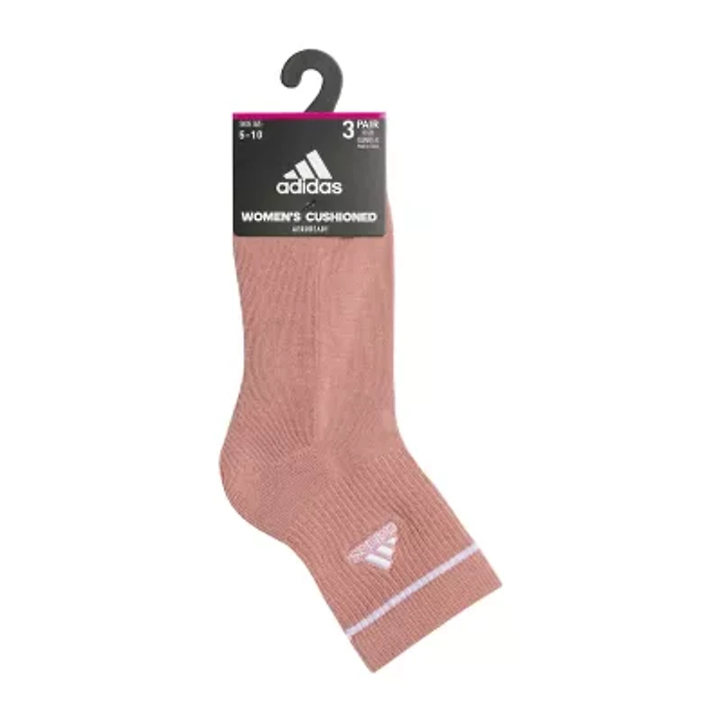 adidas Cushion Sport Womens Multi-Pack 3 Pair Quarter Ankle Socks