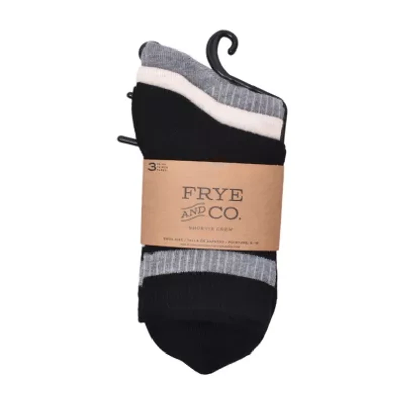 Frye and Co. Rib Shortie Womens 3 Pair Crew Socks