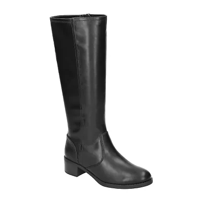 Easy Street Womens Tucker Plus Extra Wide Calf Stacked Heel Riding Boots
