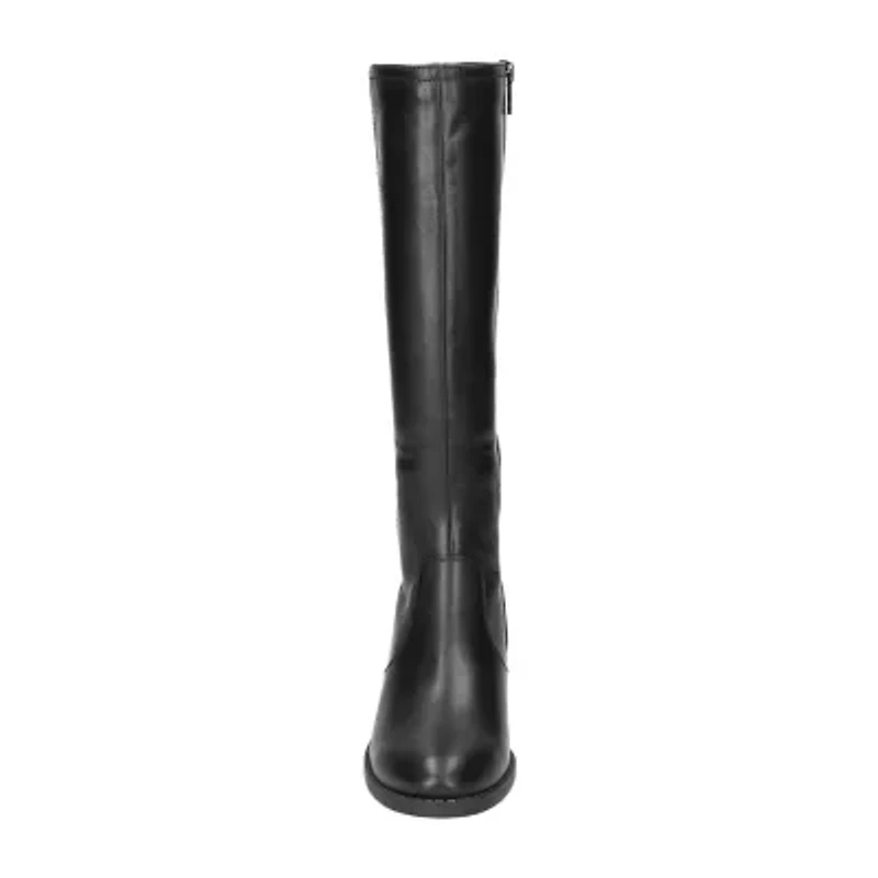 Easy Street Womens Tucker Plus Extra Wide Calf Stacked Heel Riding Boots