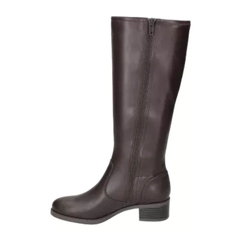 Easy Street Womens Tucker Plus Extra Wide Calf Stacked Heel Riding Boots