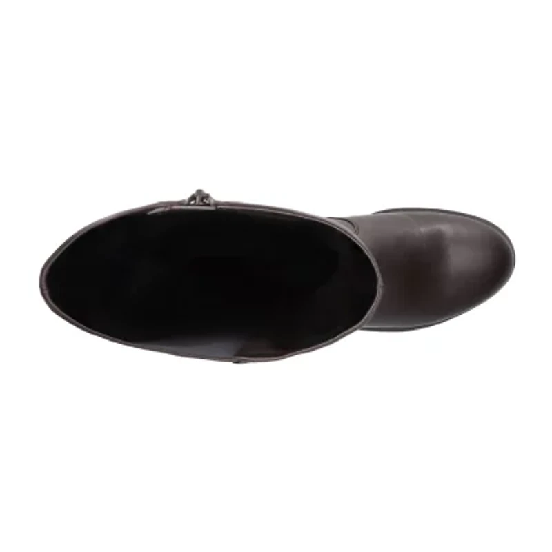 Easy Street Womens Tucker Plus Extra Wide Calf Stacked Heel Riding Boots