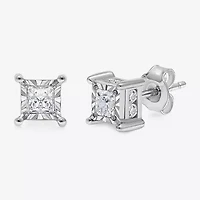 I / I1) 1 CT. T.W. Lab Grown White Diamond 10K White Gold Stud Earrings