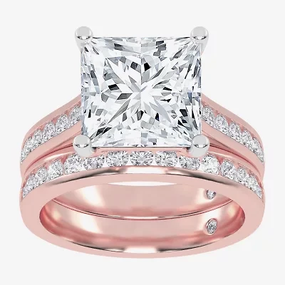 (G-H / Vs2-Si1) Womens 6 CT. T.W. Lab Grown White Diamond 14K Gold Side Stone Bridal Set