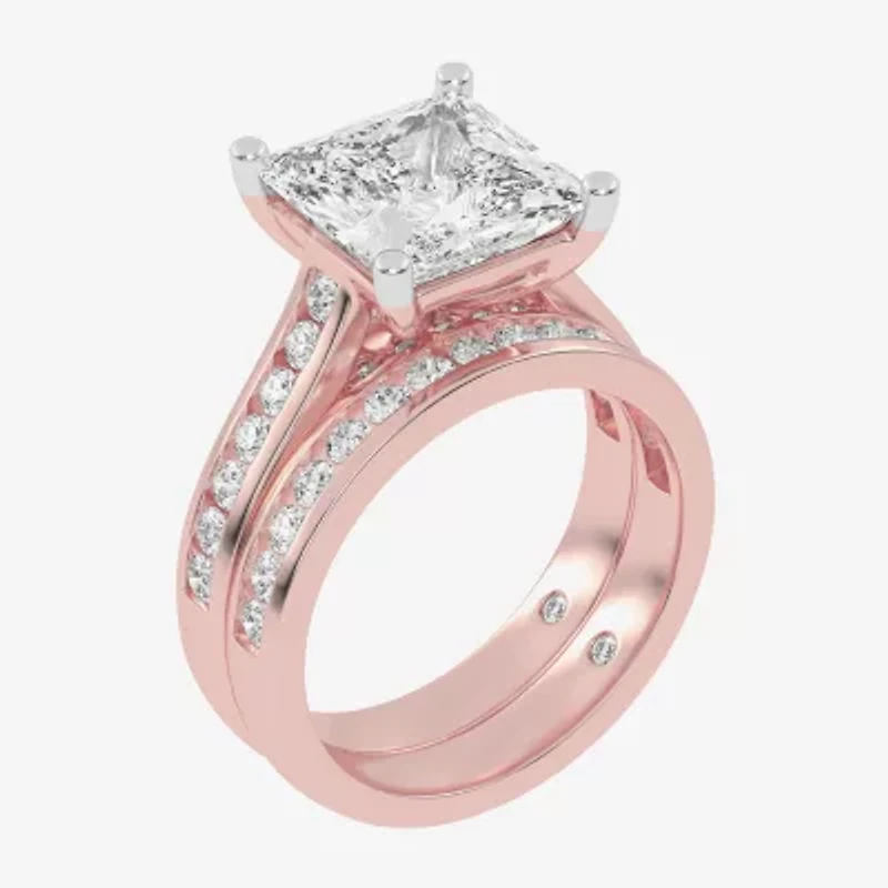 (G-H / Vs2-Si1) Womens 6 CT. T.W. Lab Grown White Diamond 14K Gold Side Stone Bridal Set