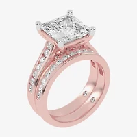 (G-H / Vs2-Si1) Womens 6 CT. T.W. Lab Grown White Diamond 14K Gold Side Stone Bridal Set