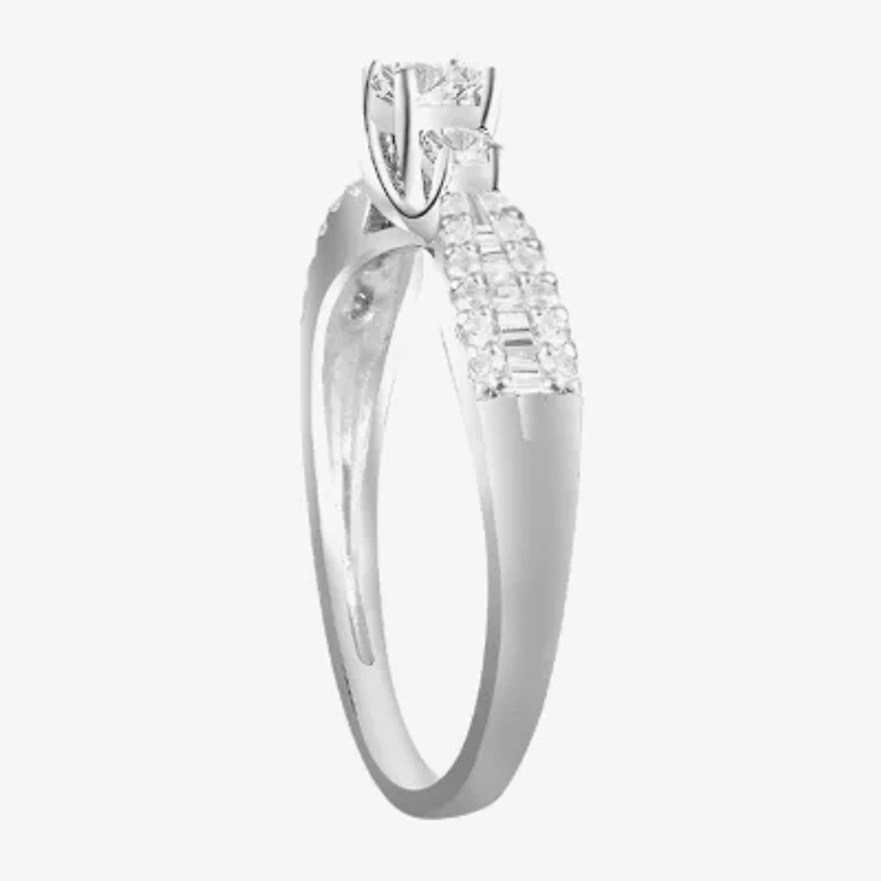 Love Lives Forever (G-H / Vs2-Si1) Womens 3/4 CT. T.W. Lab Grown White Diamond 10K Gold Round 3-Stone Side Stone Band