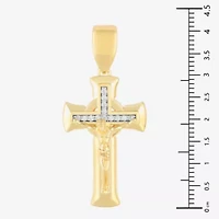 Mens 1/8 CT. T.W. Natural White Diamond Sterling Silver Cross Pendant