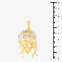 Jesus Mens 1/8 CT. T.W. Natural White Diamond Sterling Silver Pendant
