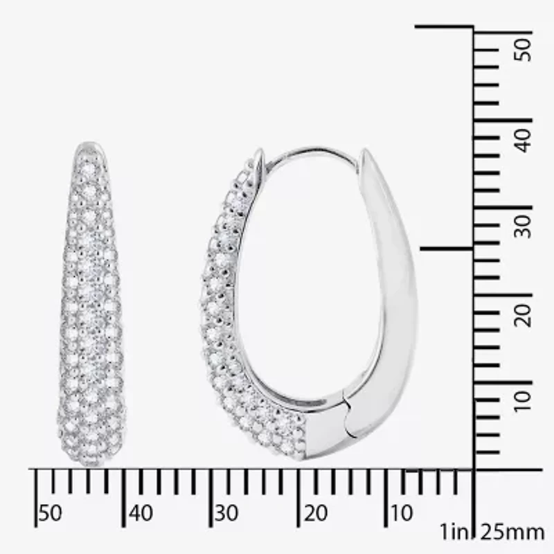 Diamonart Womens Cubic Zirconia Sterling Silver 39.7mm Oval Hoop Earrings