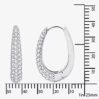 Diamonart Womens Cubic Zirconia Sterling Silver 39.7mm Oval Hoop Earrings