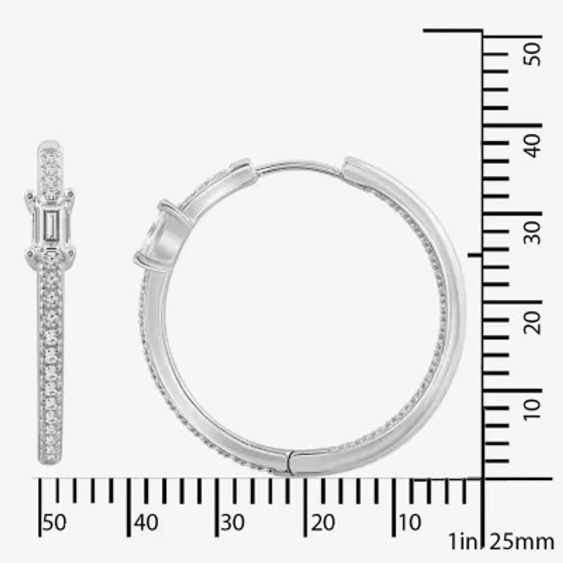 Diamonart Womens Cubic Zirconia Sterling Silver 22mm Round Hoop Earrings