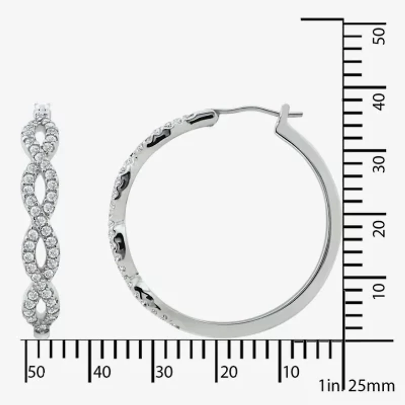 Diamonart Womens Cubic Zirconia Sterling Silver 18.5mm Oval Hoop Earrings
