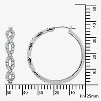 Diamonart Womens Cubic Zirconia Sterling Silver 18.5mm Oval Hoop Earrings