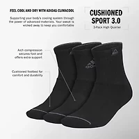 adidas Cushion Sport High Mens Multi-Pack 3 Pair Quarter Ankle Socks