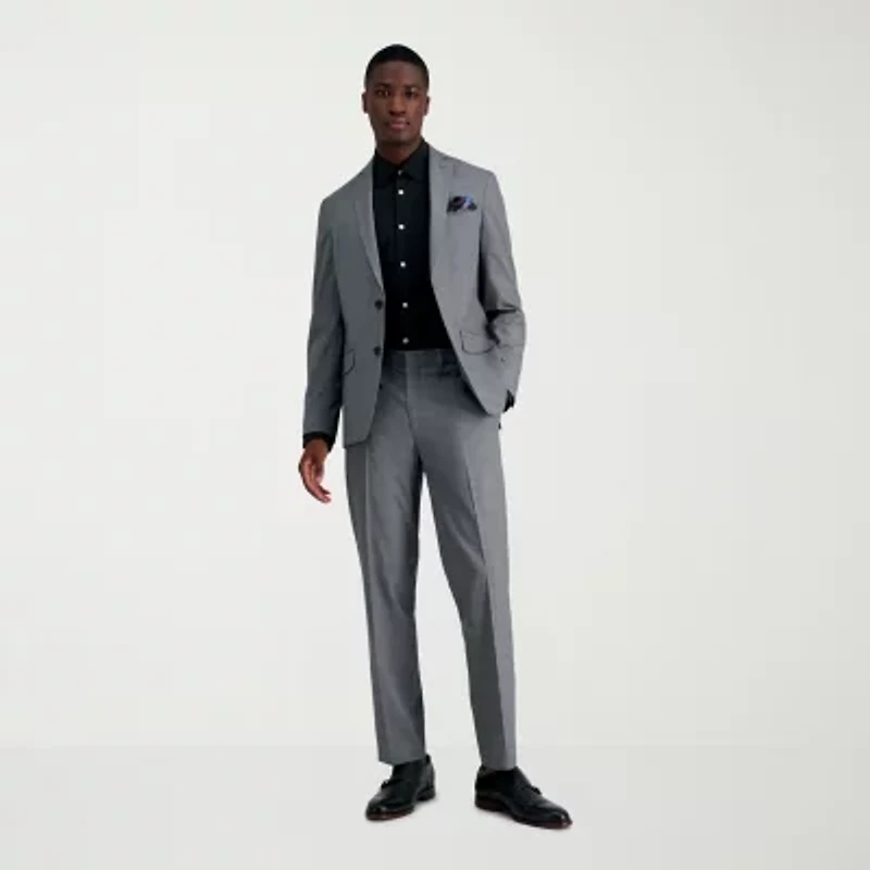 Haggar JMH Glen Plaid Mens Stretch Fabric Slim Fit Flat Front Suit Pant