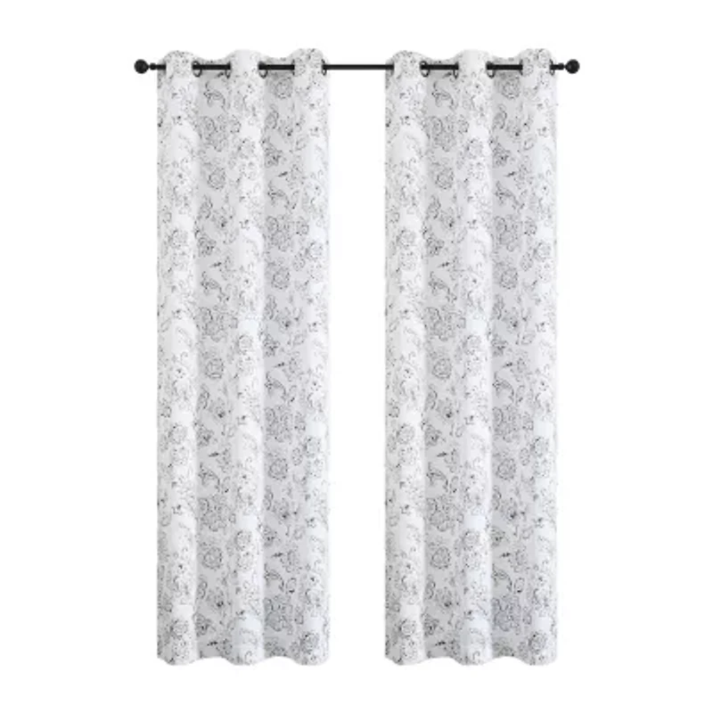 Regal Home Kelvis Printed Grommet Top Energy Saving Blackout Set of 2 Curtain Panel