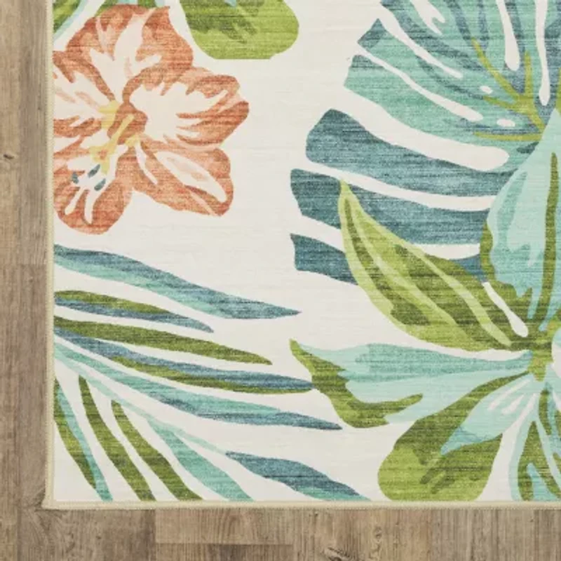 Covington Home Florentina Tropical Flamingo 42"X66" Indoor Outdoor Rectangular Accent Rug