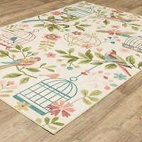 Covington Home Florentina Botanical Bird Cages Indoor Outdoor Rectangular Area Rug
