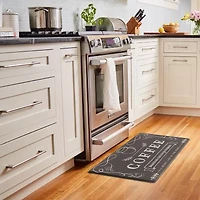 Nicole Miller Coffee Words 20" X 39" Indoor Rectangular Kitchen Mat