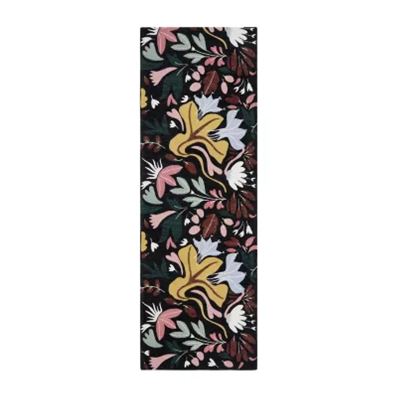 Town And Country Livie Floral Washable 24" X 72" Indoor Rectangular Runner