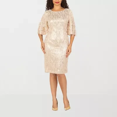 Giovanna Signature Womens Plus Short Sleeve Embellished Party Dress
