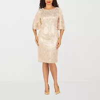 Giovanna Signature Womens Plus Short Sleeve Embellished Party Dress