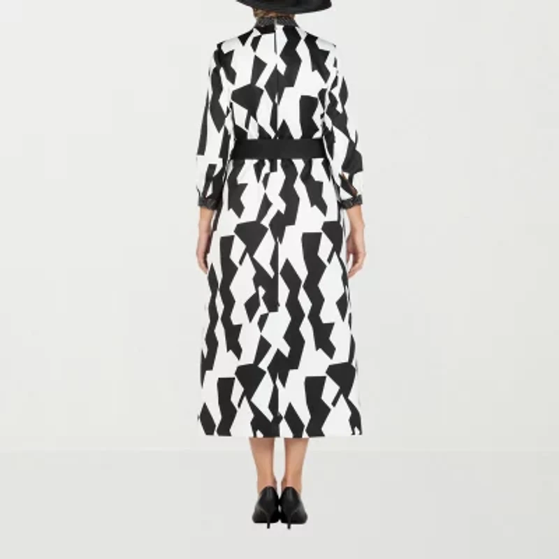 Giovanna Signature Womens 3/4 Sleeve Midi Geometric Plus A-Line Dress