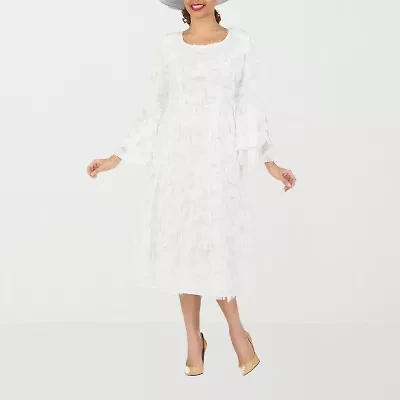 Giovanna Signature Womens Long Sleeve Midi Plus A-Line Dress