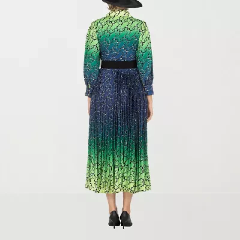 Giovanna Signature Womens 3/4 Sleeve Embellished Ombre Plus Fit + Flare Dress