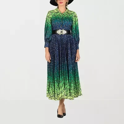 Giovanna Signature Womens 3/4 Sleeve Embellished Ombre Plus Fit + Flare Dress